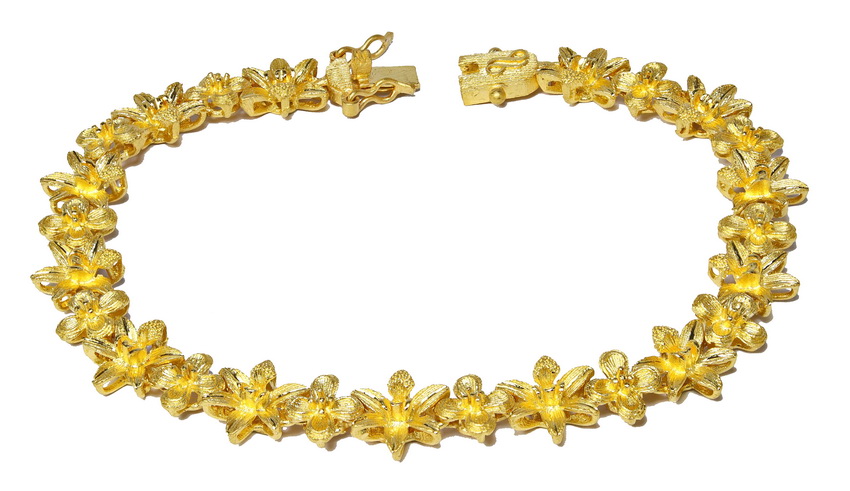 Floral Solid 23k gold Thai Custom btacelet 