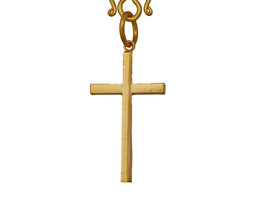 Solid 24k gold plain handmade cross