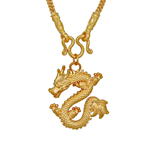 24k gold Dragon pendant